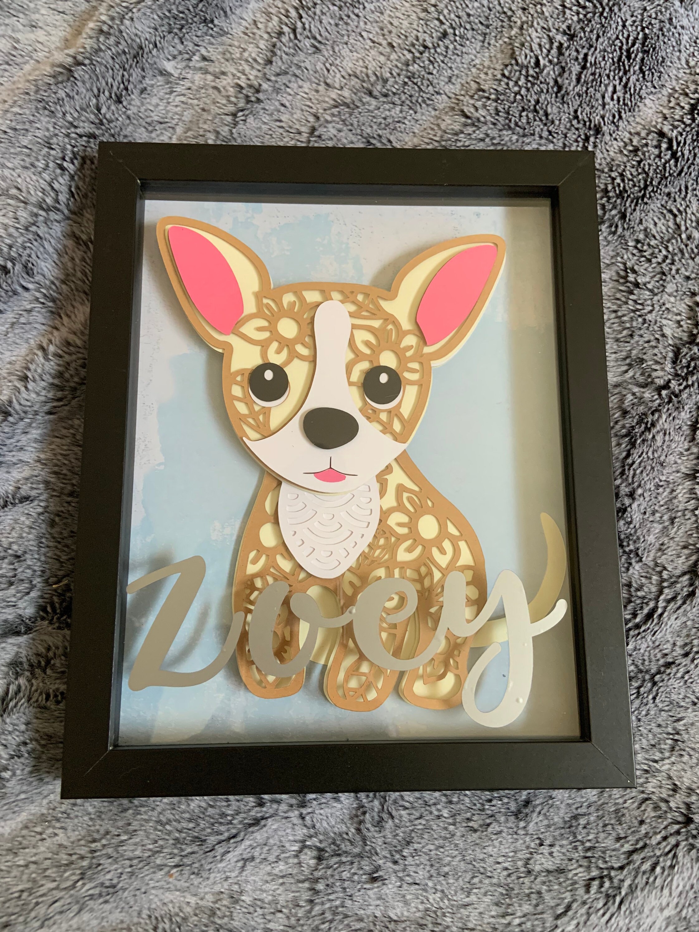 Layered Dog Shadow Box with Name Etsy