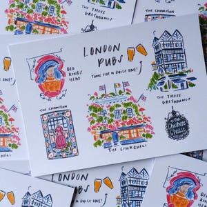 London Pubs Postcard | London Stamps | British Postcrossing, Happy Snail Mail, Europe Travel, England Art