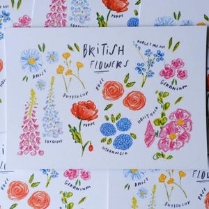 postale britannique de fleurs | Postcrossing britannique, courrier postal heureux, voyage en Europe, art en Angleterre