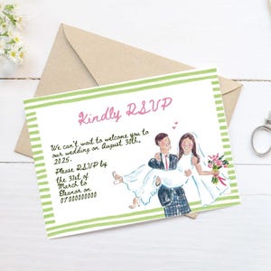 Cartão RSVP | Cartão RSVP de casamento desenhado à mão | Design de convite de casamento | Convite de casamento semi-personalizado | PDF | Download digital