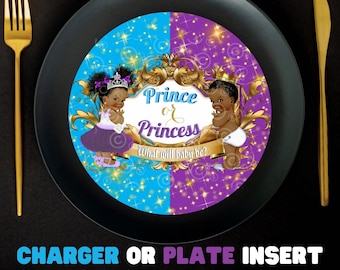 Inlägg till könsavslöjande tallrik för prins eller prinsessa: Kungligt afrikanskt tema (digital nedladdning)