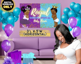 Kunglig könsavslöjningsbanner: Afroamerikansk prins eller prinsessa (digital nedladdning)