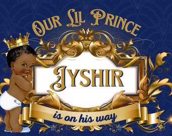 CUSTOM DESIGN Digital Download Only-African Prince Royal Blue & Gold Baby Shower or Birthday Design