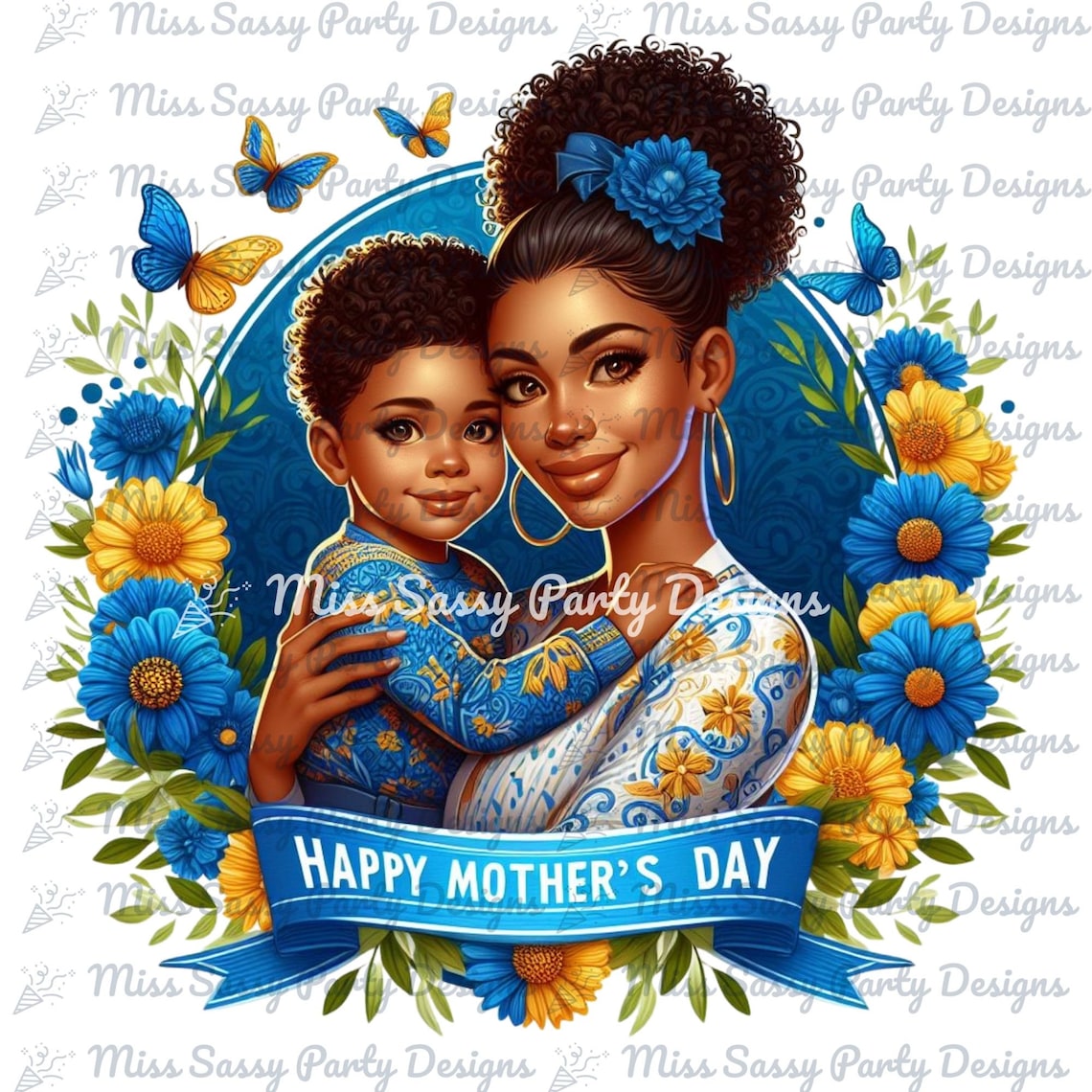African American Mother & Son, Happy Mother's Day, Instant Download ...
