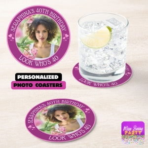 Personalized Photo Party Coasters & Beer Drink Mats | Custom Table Decorations, Birthday, Graduation, Business, Surprise Party, Favors