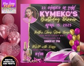 Hot Pink Birthday Flyer, Digital Invitation, Girly Birthday Celebration, Pink Party, Birthday Dinner, Pink & Black, Rainbow, Photo Invite Il_170x135
