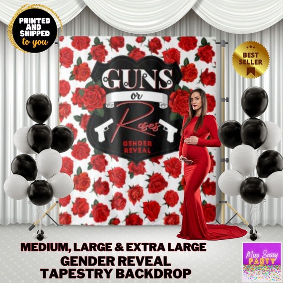 Guns or Roses Gender Reveal Photo Backdrop - Military Couple - Etsy