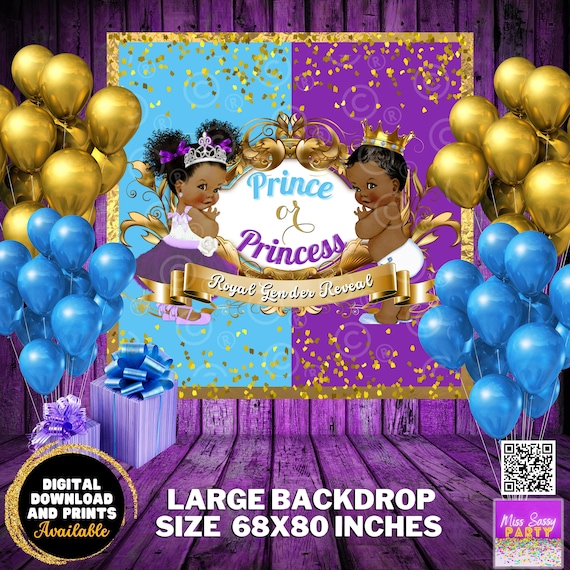 Elegant Royal African Gender Reveal Baby Shower|Purple &amp; Blue Tapestry ...