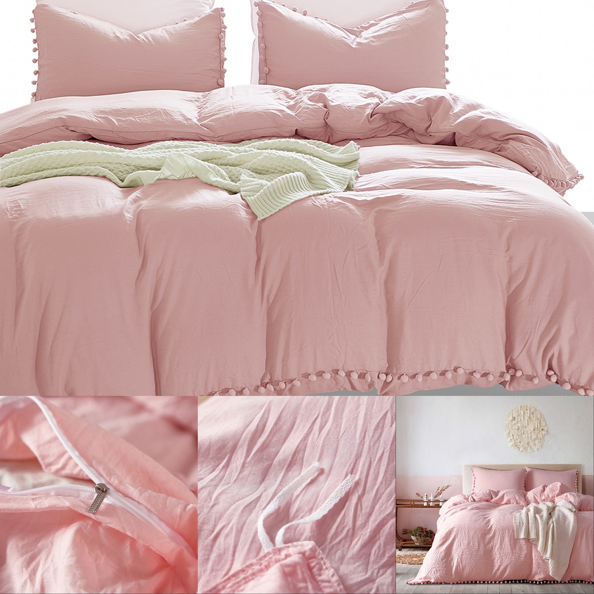 Pastel Pink Quilt Duvet Cover SetDoona Cover Twin Queen Bed Etsy