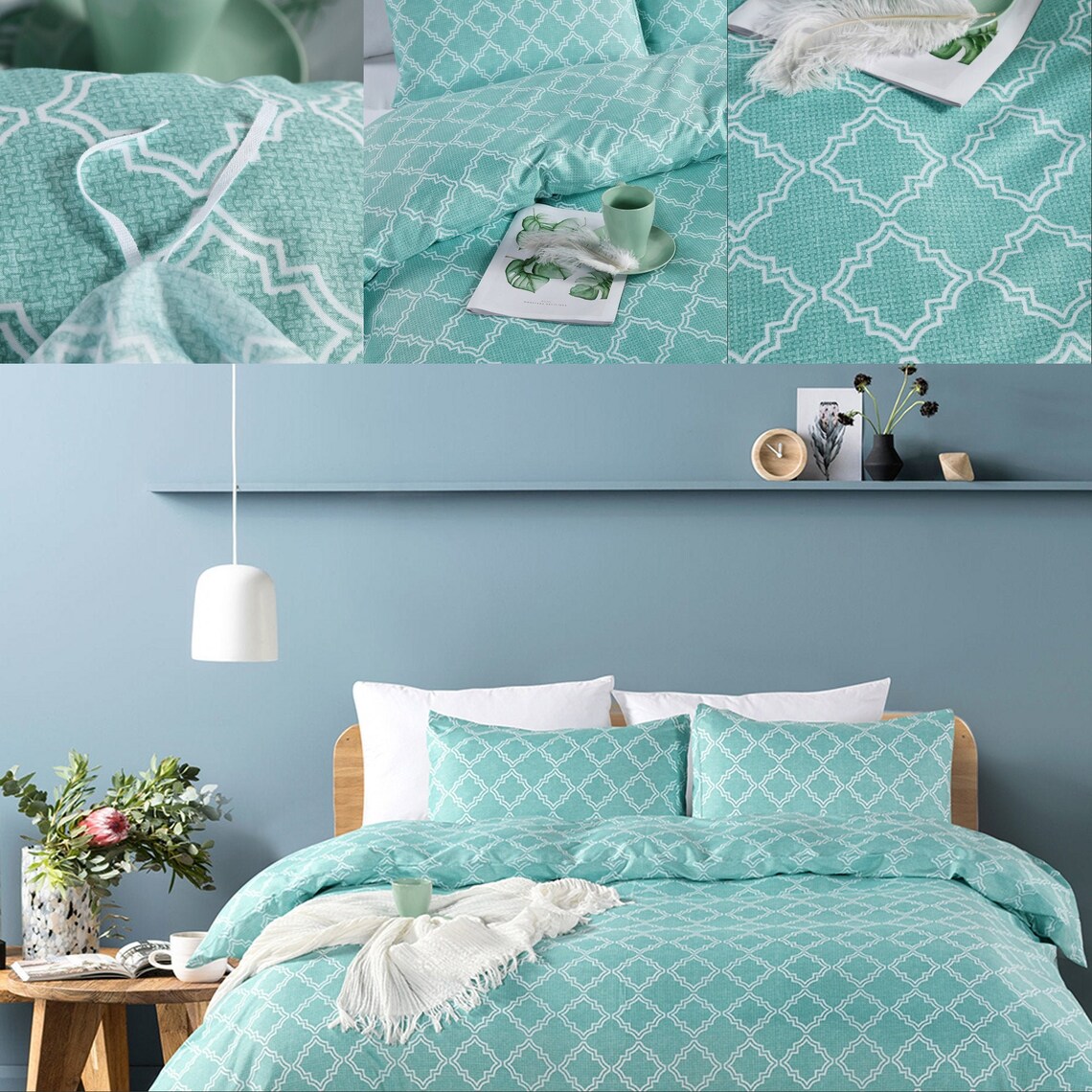 Mint Green Quilt Duvet Cover SetDuho Twin Queen King Bed Etsy