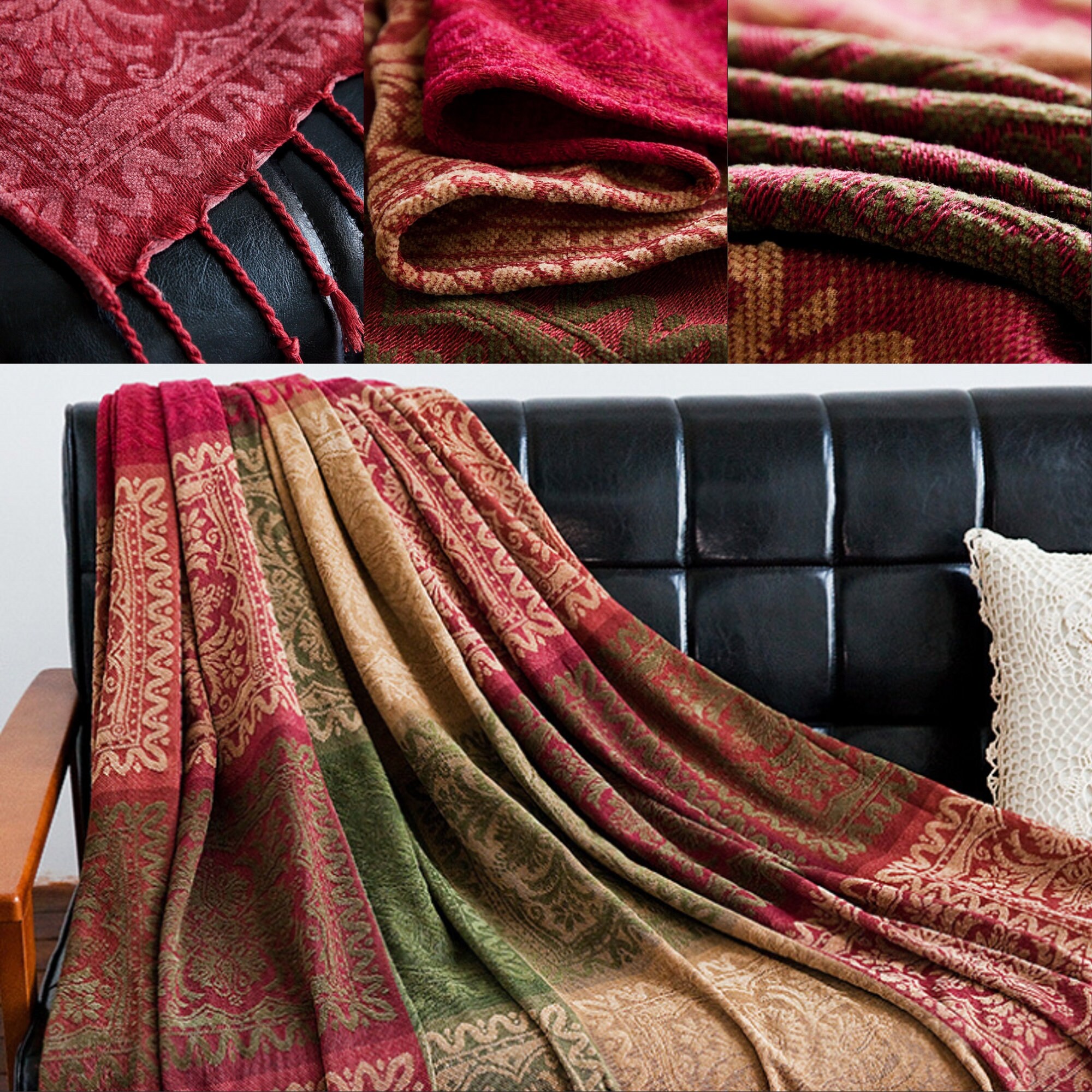 Red Ethnic Throw BlanketVintage Coverlet Duvet Sofa Etsy