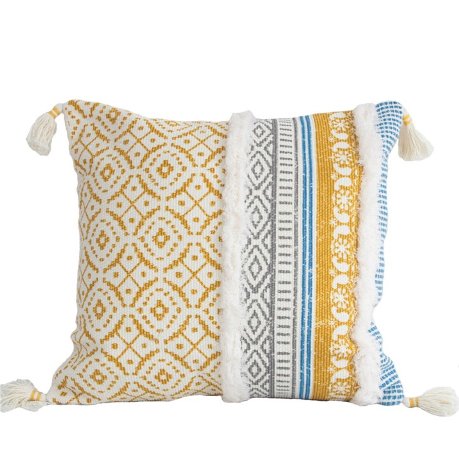Yellow Print Boho Cotton Pillow Pillow Cover Set Pillow Cover Etsy