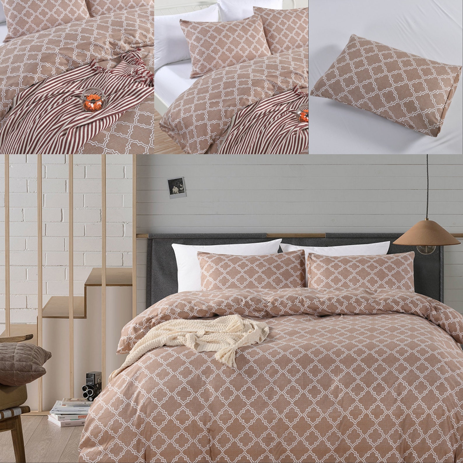 Dirty light brown quilt duvet cover setdud cover Boho Twin Etsy