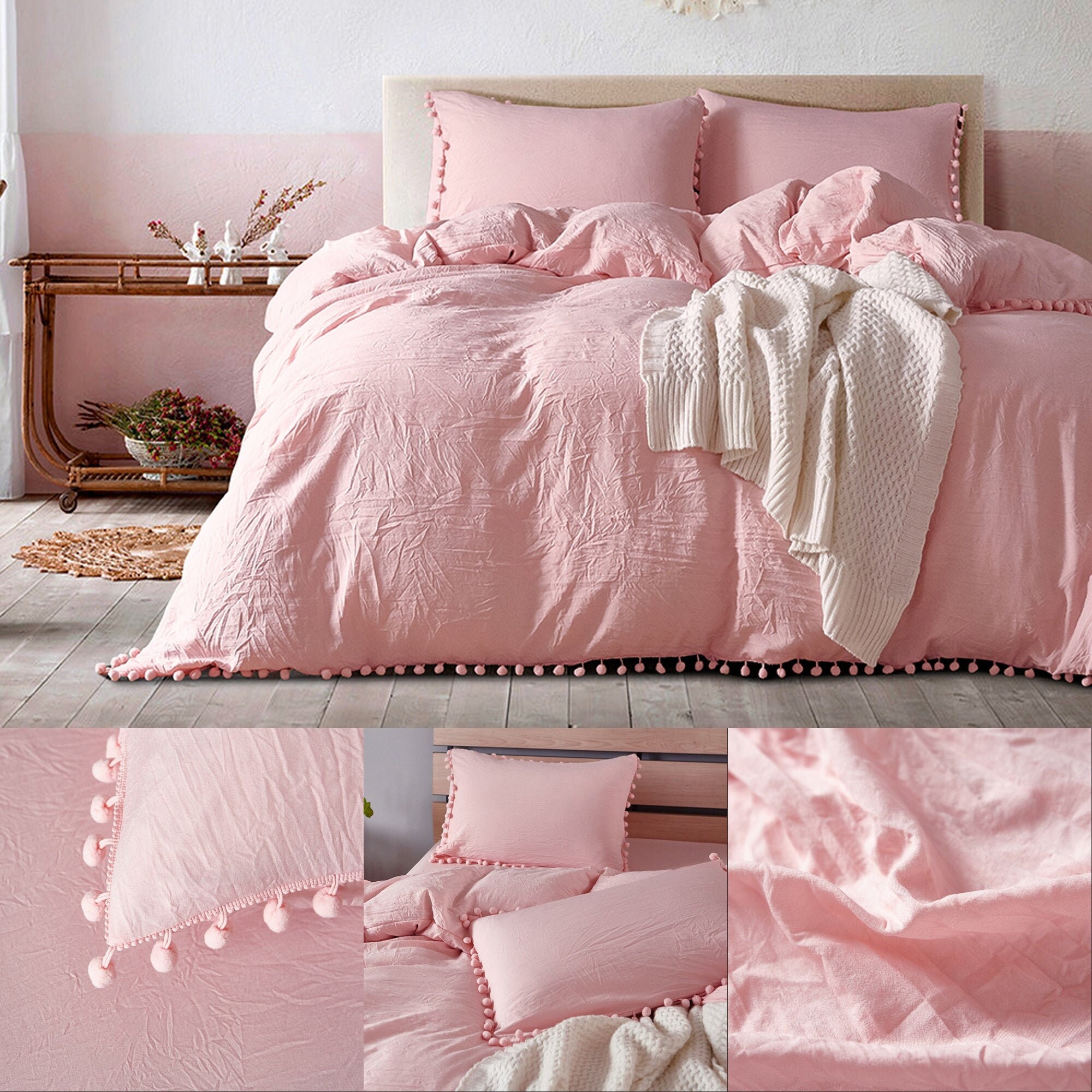 Pastel Pink Quilt Duvet Cover SetDoona Cover Twin Queen Bed Etsy