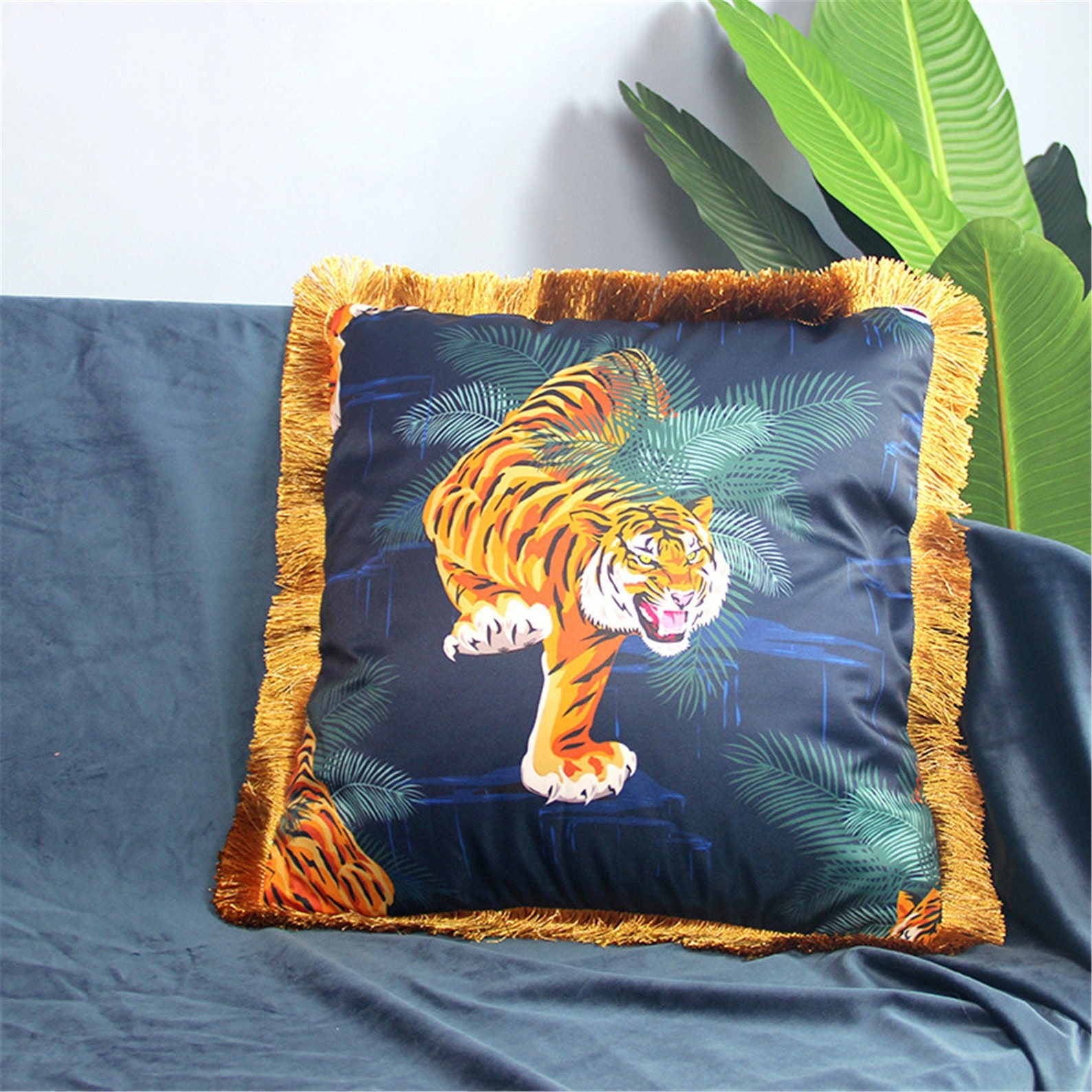 Designer tassel pillow tiger print pillow coversofa pillow Etsy