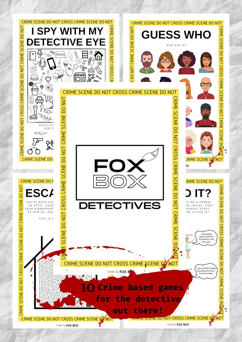 CRIME ACTIVITY BOOK Games Colouring in Detective work Puzzles Riddles True Crime Adult games party games night image 5