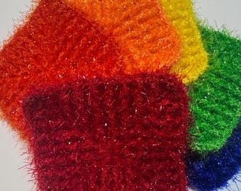 Square Scrubbies - Small but tough (Rainbow colors -Set of 6)