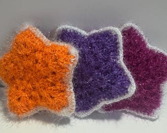 Star Scrubbies, heavy duty - Double sided Stars, Set of 2  (Random Colors)