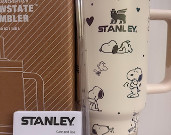Snoopy Engraved Beige Stanley Tumbler, 40oz Large Cup *PRE-ORDER*