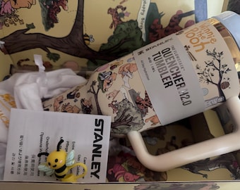 Winnie the Pooh 40oz Stanley Tumbler, Quencher H2.0, Engraved Character Design