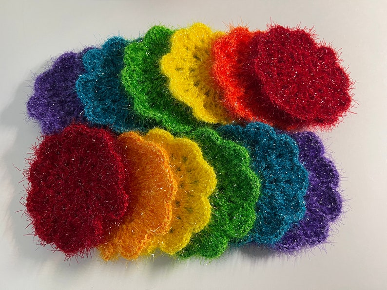 Scrubbies Thin but Tough Enough rainbow Colors set of 6 Etsy