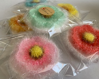 Set of 2 Flower Scrubby – Eco-Friendly Yarn Dish or Body Scrubber