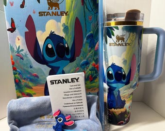 Stitch Stanley Tumbler, 40 oz Quencher H2.0, Engraved Character Design