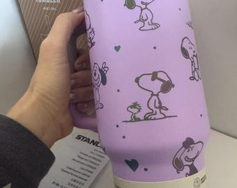 Snoopy Engraved Purple Stanley Tumbler, 40oz Large Cup