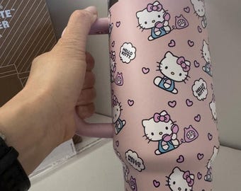 Hello Kitty  Engraved Stanley pink Tumbler, 40oz Large Cup *PRE ORDER*