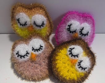 Owl Scrubby - Eco-Friendly Yarn Dish or Body Scrubber