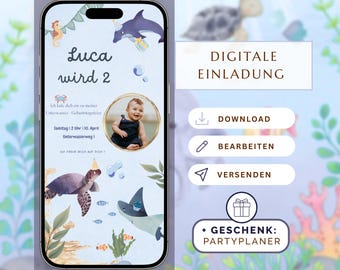 Digital 1st Birthday Invitation | Customizable Canva Template | for WhatsApp & Print | Birthday Invitation | 1st Birthday Party