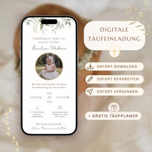 Digitale doopuitnodiging om zelf te bewerken | Canva-sjabloon aanpasbaar | moderne doopuitnodiging | Direct downloaden