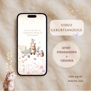Video de anuncio de nacimiento: plantilla personalizable de Canva, video animado de anuncio de nacimiento, descarga instantánea y envía por WhatsApp.