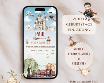Digital Birthday Invitation - Customizable Canva Template - Magical Wizard Birthday Invitation for WhatsApp & Print
