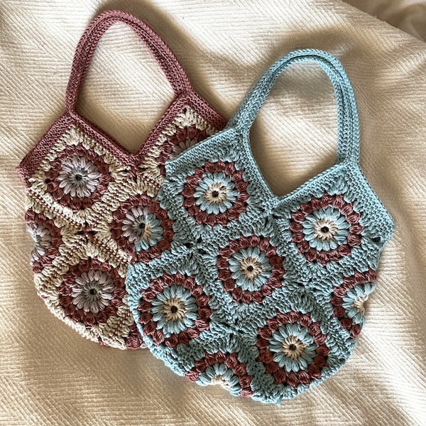 Patron au crochet, sac carré Granny Sunburst