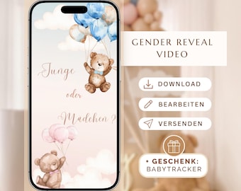 Gender Reveal Video - Customizable Canva Template - Animated Gender Reveal Video to instantly download & send via WhatsApp