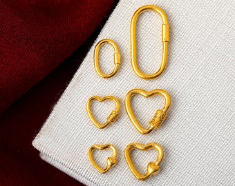 24K Pure Gold Verbinder Verschluss Herz Form Ellipse Luxus Schmuckherstellung Armband Halskette DIY Zubehör 1Stk