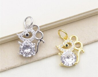 925 Sterling Silber Ratte Charm Anhänger für Halskette Armband Seil Zubehör