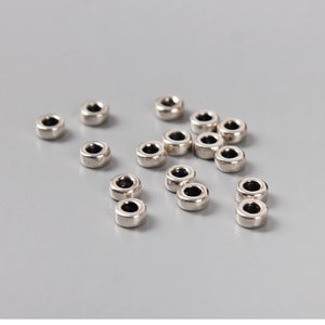 925 Sterling Silver Bead Round Spacer Beads for Bracelet Necklace Jewelry Making, One Bead