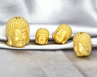 24K reines Gold Buddha Kopf Perlen für Armband Halskette Schmuck machen Luxus Perle DIY, eine Perle