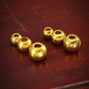 24K Pure Gold Round Spacer Beads for Bracelet Necklace Jewelry Making, One Bead Luxury Gold
