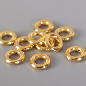24K Pure Gold Round Spacer Beads Rings Connectors for Bracelet Necklace Jewelry Making 1pc