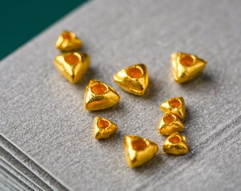 24K Pure Gold Bead Triangle Spacer Perles 999 Or pour Bracelet Collier Fabrication de Bijoux, Une Perle