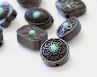 DIY Ebenholz Schmuck machen Perlen gemischt glatte Metall Charms Anhänger für Halskette Armband Schmuck machen und Basteln