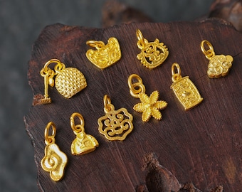 24K Pure Gold Pendant Charm Luxury Necklace Jewelry Making DIY Accessories 1pc