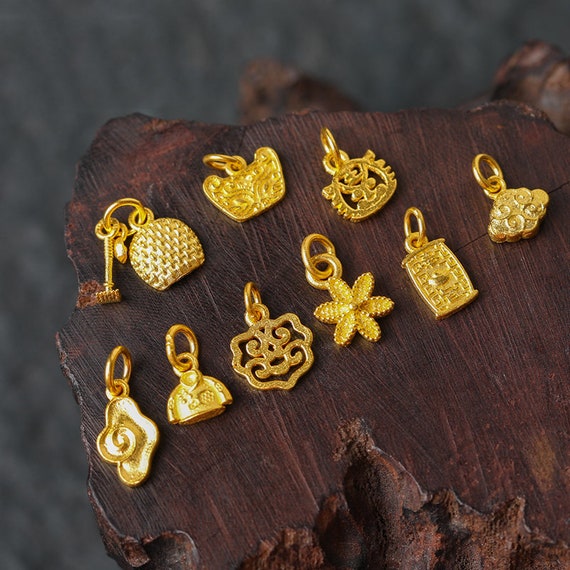 24K Pure Gold Pendant Charm Luxury Necklace Jewelry Making DIY