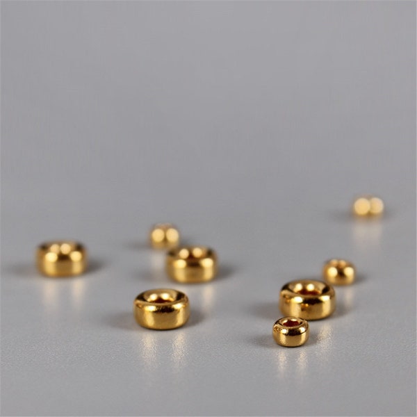 Perles d’espacement rondes en or pur 24K pour la fabrication de bijoux de collier de bracelet, une perle