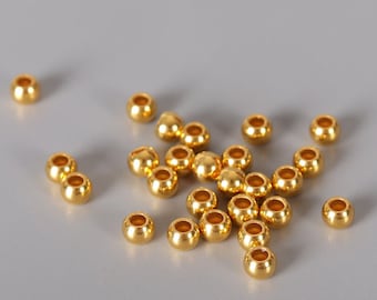 24K Pure Gold Bead Round Spacer Beads 999 Gold for Bracelet Necklace Jewelry Making, One Bead