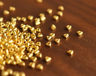 10pcs 24K Pure Gold Bead Triangle Spacer Beads 999 Gold for Bracelet Necklace Jewelry Making, 10pcs Per Order