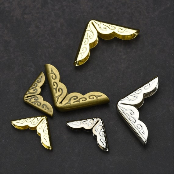 100pcs Metal Book Corner Protectors, Vintage Covers Decorative
